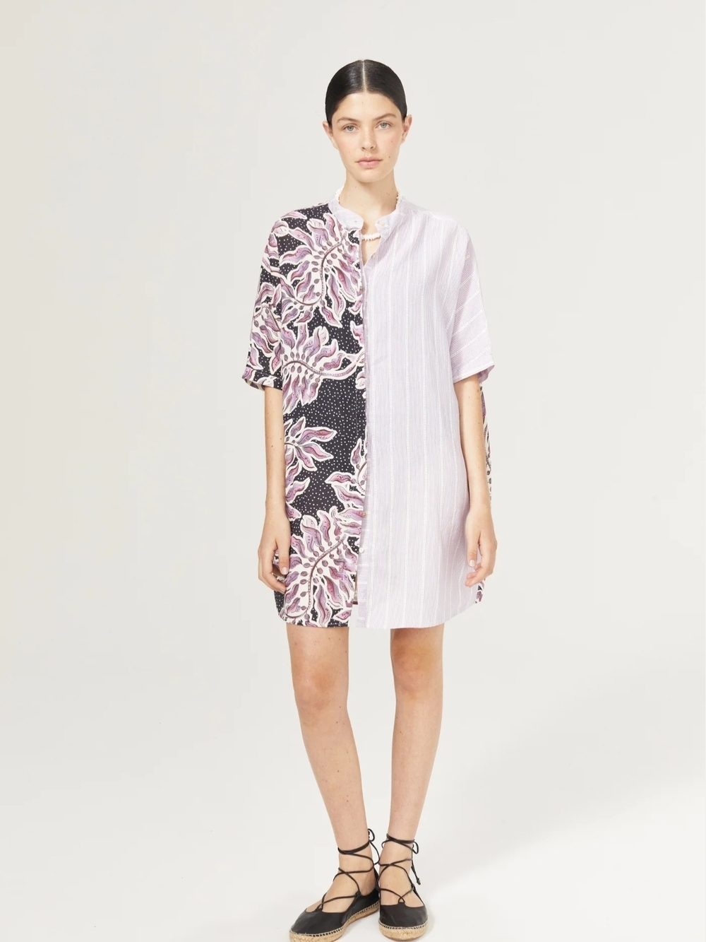 Lanhtropy Lighthouse Linen Shirt Dress - Lavender Sky and Lilac Love